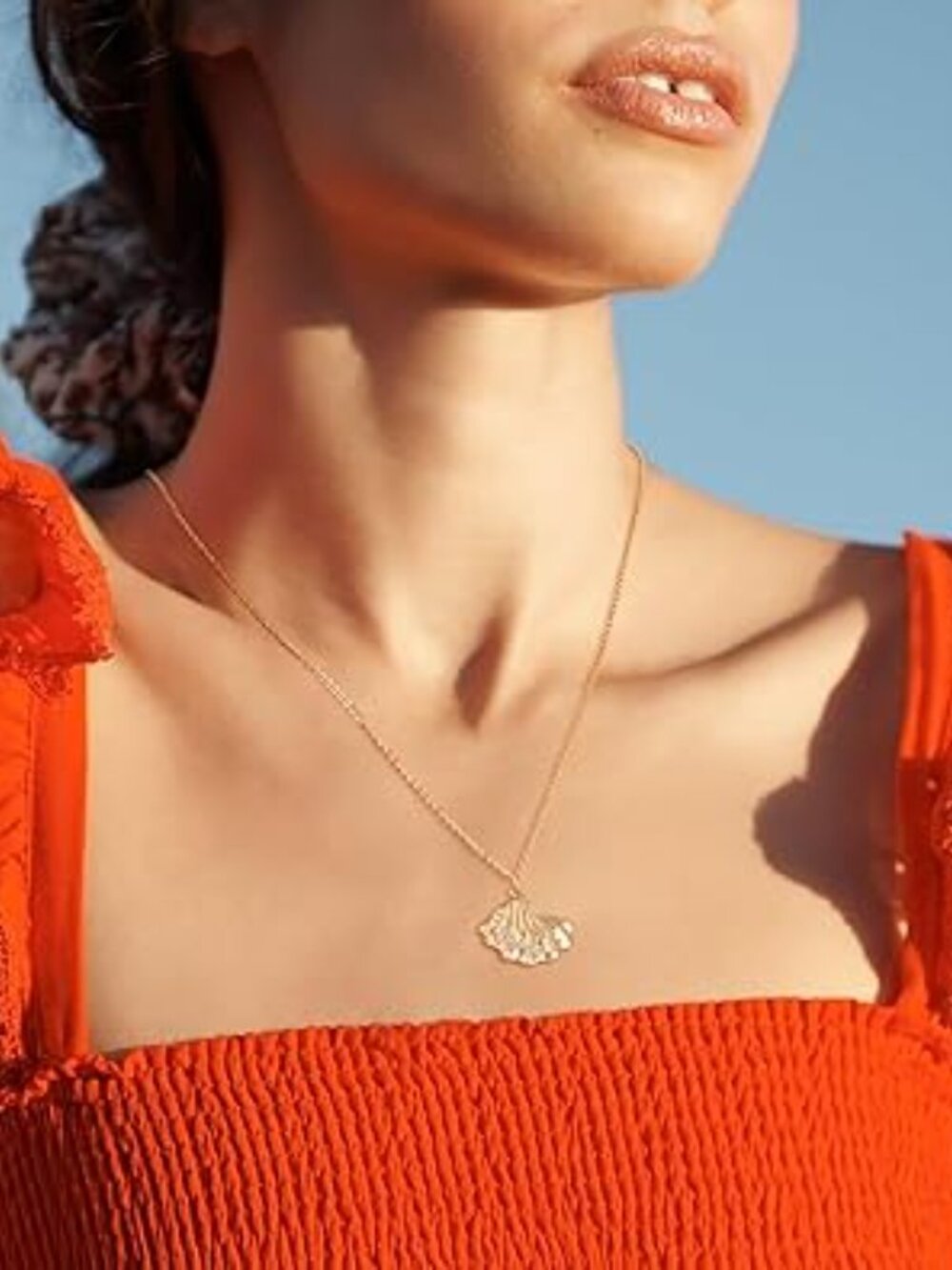 Neiman Marcus 14K Gold Plated CZ Seashell Necklace